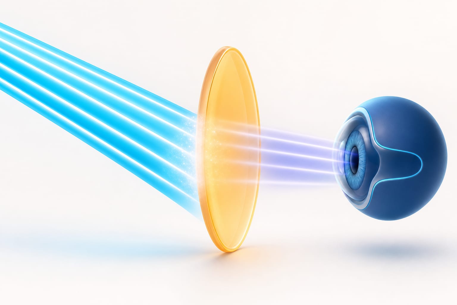 Esquema del filtro de luz azul: el pigmento macular atenúa la radiación antes de llegar a la retina